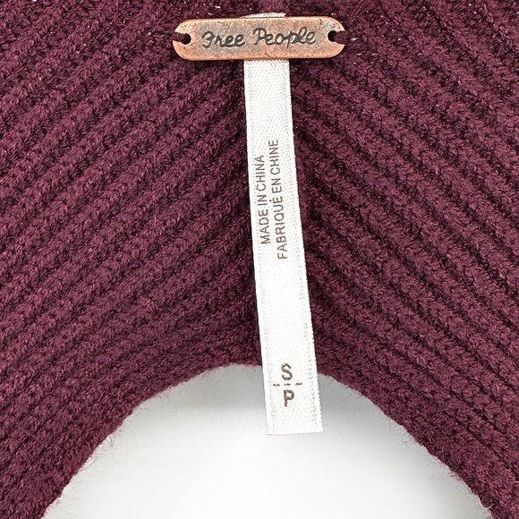 NWT Free People Saffron Plum Purple Open Back Cutout Scoop Neck Rib Knit Sweater - Picture 8 of 11